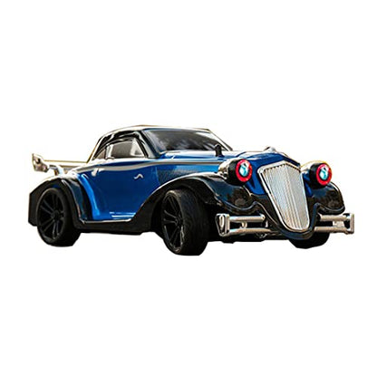 1/16 Scale 4WD Retro RC Drift Car with 35km/h Speed, 390 Motor, IPX4 Waterproof, LED Headlights, 2.4GHz Full Proportional Control Great Gift for Adults-Metal Blue - color: Metal Blue