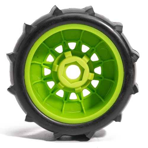 Pre-Glued Sand & Snow Paddle Wheel & Tire Set for 1/10 RC Truck Fits Slash, Arrma Fury/Senton, Tekno SCT410, HSP 94155, 117 x 45.5 mm, 12/14/17 mm Hex, 4 pcs, Green - color: Green