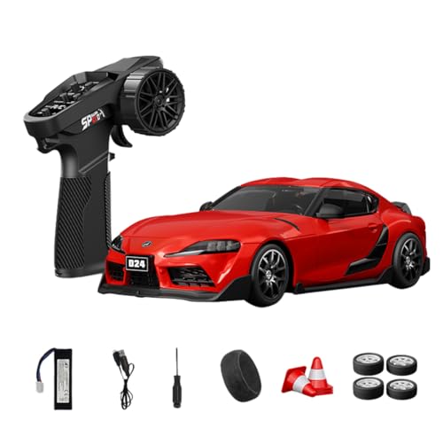 1:24 Scale RC Drift Car with Gyro Stability, 2.4GHz 4WD Proportional Control High-Speed Drift Racing Car with LED Lights & Dual-Mode Tire Switch (Racing & Drift) for Adults (Q2 Red/D24-01) - color: Q2 Red, size: D24-01