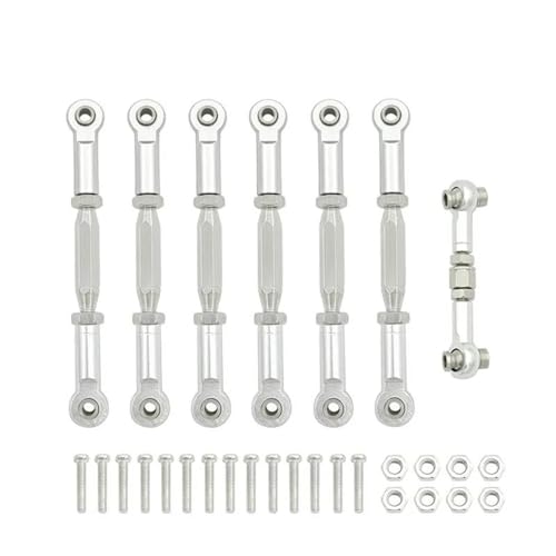 RC Car Rod Linkage Compatible with Traxxas for Slash 4X4/2WD 1/10 RC Car Upgrade Parts 1 Set 7 Pcs Metal Turnbuckle Camber Link End Adjustable Kit(Silver) - color: Silver