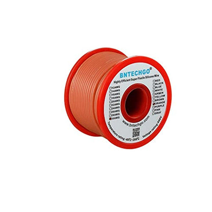 BNTECHGO 30 Gauge Silicone Wire Spool 50 ft Orange Flexible 30 AWG Stranded Tinned Copper Wire | Flexible 30 AWG Stranded Wire Silicone Rubber Insulation For RC Models, Drone, Robot, LED Lighting Systems, 3D Printer, DIY - size: 30 gauge silicone wire 50f