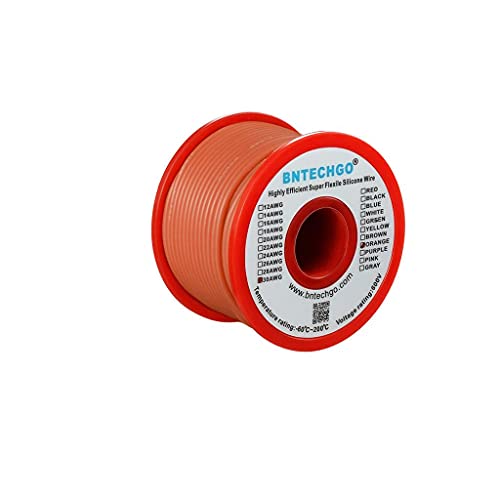 BNTECHGO 30 Gauge Silicone Wire Orange 100ft Stranded Tinned Copper Wire | Flexible 30 AWG Stranded Wire Silicone Rubber Insulation For RC Models, Drone, Robot, LED Lighting Systems, 3D Printer, DIY - size: 30 gauge silicone wire 100ft, style: Orange