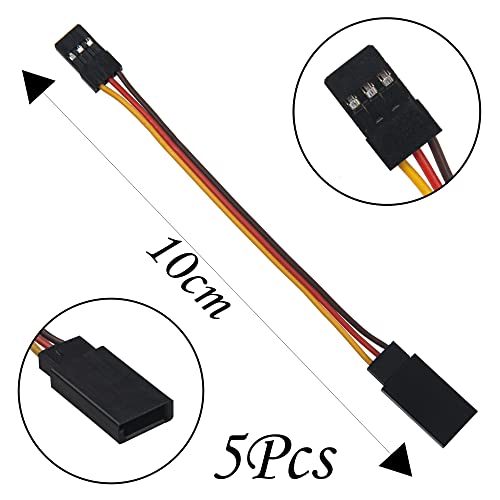 18Pcs 3-Pin JR Servo Extension Cable,1 JR Male to 2/3 Female JR Y Harness Servo Cable & 3.93" 5.9" 11.8" JR Extension Wire and 4 White LED Light for RC Cars Trucks Airplanes Servo Receiver Connection