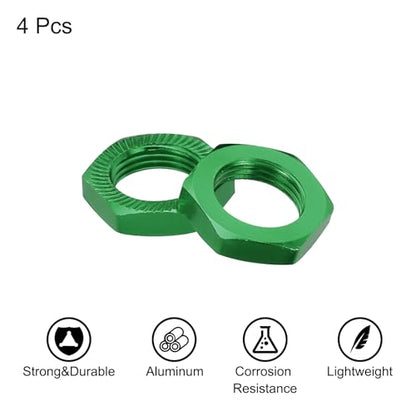 MECCANIXITY Aluminum 17mm RC Wheel Nut Thread M12x1.0mm Hex Wheel Nuts RC Wheel Nut for 1/8 RC Model Car Trucks Off Road Car Upgraded Parts Pack of 4(Green) - color: Green