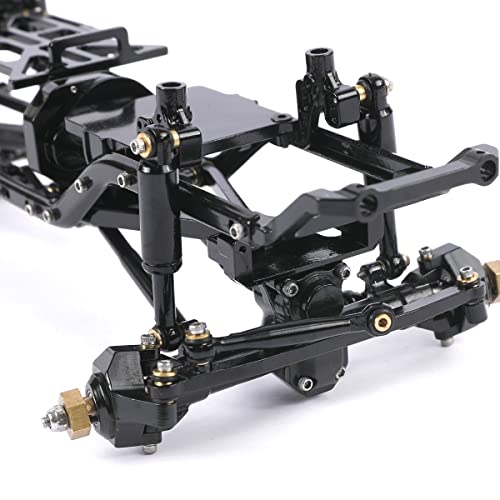 Aluminum Complete Frame Chassis Assembled kit for 1/24 SCX24 AXI00001 C10 RC Crawler Car Upgrades (Black) - color: Black