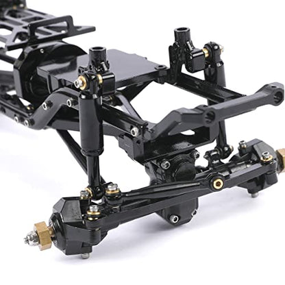 Aluminum Complete Frame Chassis Assembled kit for 1/24 SCX24 AXI00001 C10 RC Crawler Car Upgrades (Black) - color: Black