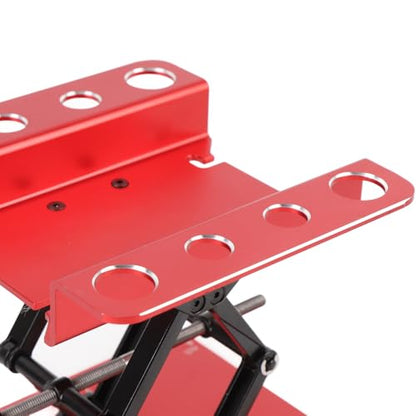 Dpofirs Rotatable Height Adjustable RC Car Platform | Stable Metal Work Stand for 1:8 1:10 Scale Repair (Red) - color: Red