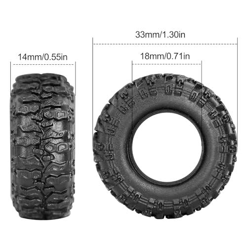 OGRC 0.7" RC Tires All Terrain RC Crawler Tires 36 * 14mm for SCX30 | Sticky Compound Rubber, for Axial SCX30 1/30 RC Carwler Car