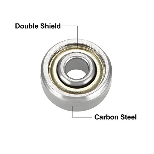 uxcell 623ZZ Ball Bearing 3mm x 10mm x 4mm Double Shielded 623-2Z 80023 Deep Groove Bearings, Carbon Steel (Pack of 20) - size: 3mmx10mmx4mm