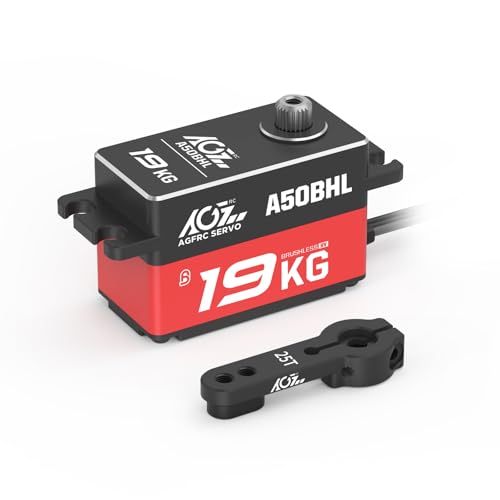 AGFRC 19KG Low-Profile Programmable-Digital-Servo - 0.073Sec High Speed Full Metal Gear Brushless RC Servo with 25T Metal Servo Horn for 1/10 RC Car, Control Angle 180° (A50BHL)