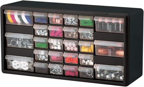 Akro-Mils 26-Drawer Plastic Storage Cabinet, 20"W x 6"D x 10"H, Black - color: Black, size: 26 Drawer, style: 1 Pack