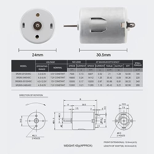 5Pcs DC Motor 3-12V Motor Electric Motor 280 Motor Micro Mini Motor Hobby Motor for RC Car Boat Airplane Toys DIY Hobby Science Project