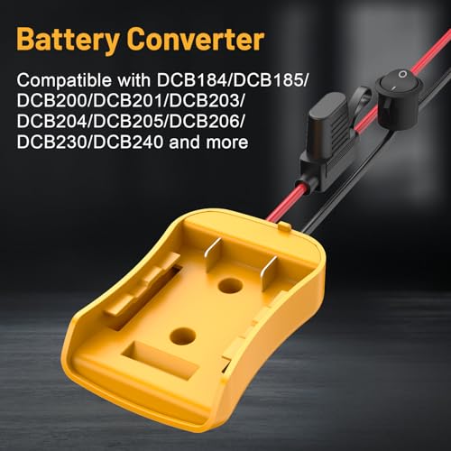 Kzreect 2 Pack for Power Wheel Adapter Compatible with Dewalt 20V Battery | 12AWG, Wire Terminals, 30A Fuse Holder, Switch, Battery Converter Kit for DIY RC Car Toys LED Motor - size: 2 Pack