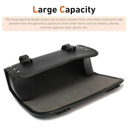 Motorcycle Fork Tool Bag, Leather Waterproof Motorcycle Tool Bag, Large Capacity Front Handlebar Saddle Bags, Universal for Most Motorcycles (Black)
