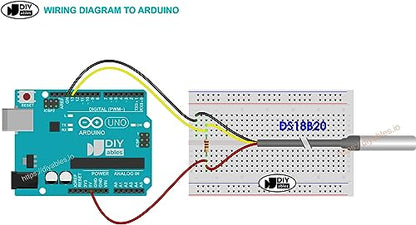 DS18B20 Temperature Sensor with 4.7kΩ Resistor, Waterproof Digital Thermometer for Arduino, ESP32, Raspberry Pi, 2 Pieces - size: Without Adapter