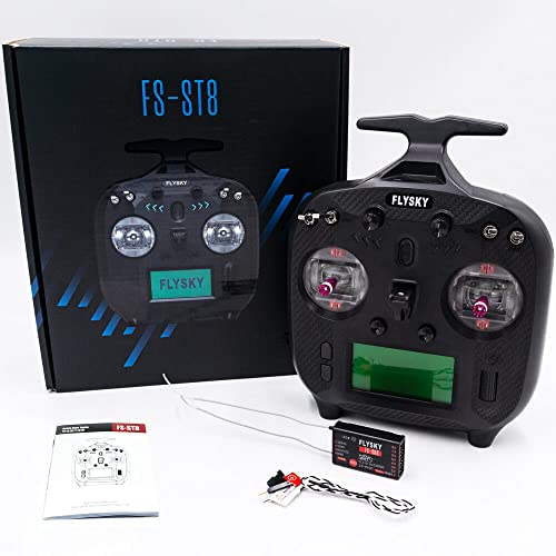 Flysky FS-ST8 2.4GHz 8-10CH 3.0 Radio RC Transmitter Controller FS-SR8 Receiver for RC Drone Quadcopter Car Boat Robot (FS-ST8 Standard Version) - style: FS-ST8 Standard Version