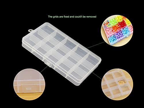 8 Pack 15 Grids Plastic Bead Organizer Box 6.8 * 3.86 * 0.87 inches Clear Storage Container Jewelry Case with Fixed Dividers for Rings, Earrings, Nail Art, DIY Crafts, Fishing Tackles - size: 8pcs 15 Grids Box