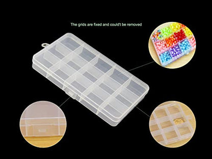 8 Pack 15 Grids Plastic Bead Organizer Box 6.8 * 3.86 * 0.87 inches Clear Storage Container Jewelry Case with Fixed Dividers for Rings, Earrings, Nail Art, DIY Crafts, Fishing Tackles - size: 8pcs 15 Grids Box