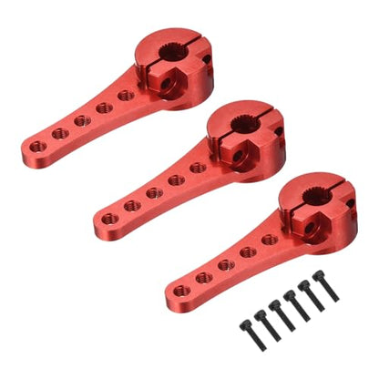 MECCANIXITY 3 Pcs Aluminum Servo Horn Long 25T Steering Arm 46mm Length Red Suitable for DIY RC Car/Boat/AirplanesBoat Model Accessories with M2.5 Screws - color: Red