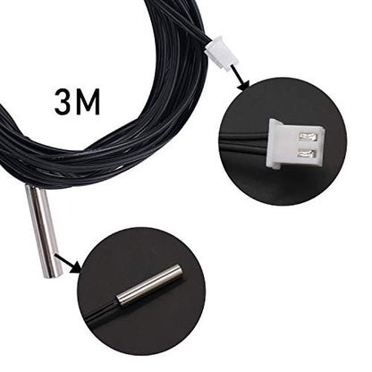 TWTADE 2 Pcs 3M 10K B3950 Thermistor Temperature Sensor,able to Support -25 to 125 Degree Celsius,Sensitive NTC Temperature Sensor Probeprobes has 5 * 25mm Stainless Steel housing NTC-3M-2P - size: 3M