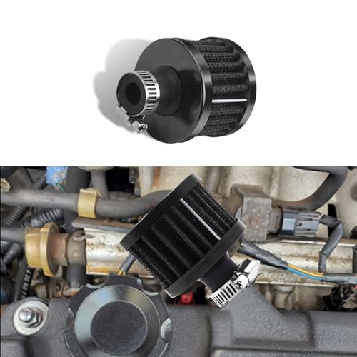 12mm Air Filter Intake Filter Breather, Small Engine Air Filter, Mini Universal Motor Cone Cold Clean Air Intake Filter Turbo Vent Breather, Car Accessories Car Filter Cover for Car Motorcycle - color: Black