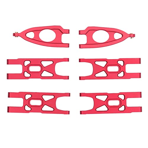 1 10 RC Front and Rear Suspension Arm Set Aluminum Alloy Upgrade Accessories for 1 10 Remote Control Car High Strength Metal Suspension Arms with Stable Performance (Red) - color: Red