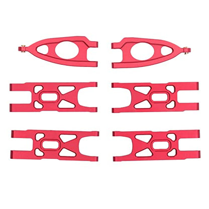1 10 RC Front and Rear Suspension Arm Set Aluminum Alloy Upgrade Accessories for 1 10 Remote Control Car High Strength Metal Suspension Arms with Stable Performance (Red) - color: Red