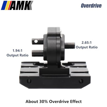 AMK 1/10 Scale Transmission Kit OD Transfer Case Gearbox with 30% Overdrive Gear Box 3Pcs Driveshafts for RC Crawler Axial SCX10 II Element Enduro DIY LCG Chassis (Black) - color: Black