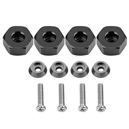Dilwe RC Car Hex Hub Adapter, 4 Pcs Aluminium Alloy 6mm to 12mm Wheel Hex Hub Adapter for WPL 1634 RC Truck RC Spare Part Accessory (Black)