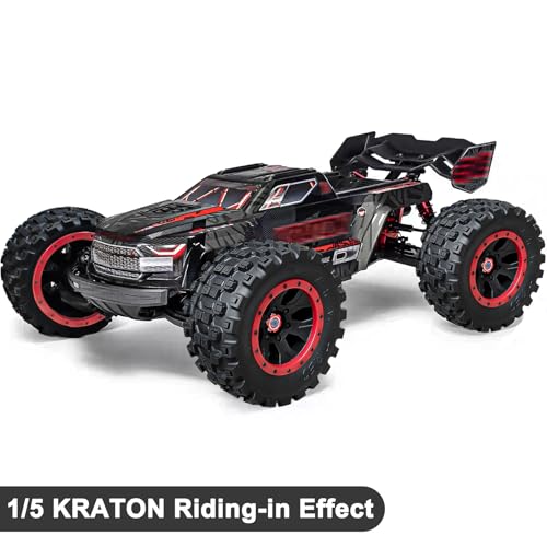 LRFHL 1/5 RC Monster Truck Tires 4PCS, Red | 24mm Hex Wheels MX43 RC Tires for Traxxas 1/5 X-MAXX 8S Arrma 1/5 Kraton 8S 1/5 Outcast 8S - color: Red