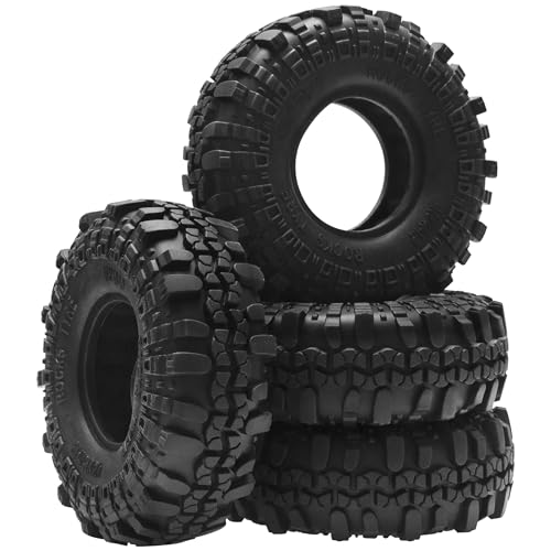 ShareGoo RC 1.9" Crawler Tires Rubber Mud Tires OD 108mm Compatible with Axial SCX10 Redcat Gen8 D90 Traxxas TRX4 MST 1/10 RC Crawler Car (108 * 40mm) - size: 108 * 40mm