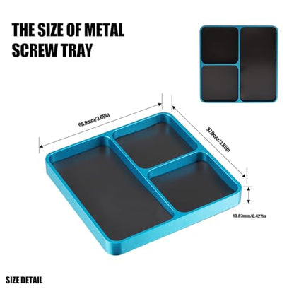 Metal RC Screws Tray with Magnetic Pad, Magnet Screws Holder Alloy Plate RC Fixing Tools Tray for RC Car Boat, Pins and Other Small Metal Parts (Light Blue) - color: Light Blue