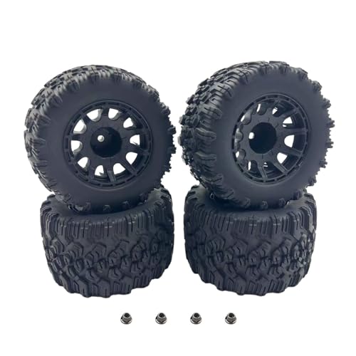 Preglued Larger RC 2.8" Monster Truck Tires and Wheels Mounted 12mm Hex for 1/10 Traxxas Stampede Rustler VXL 4x4 2WD Redcat Volcano EPX Pro-Upgrade 1/10 Scale RC Truck Tires Wheels MT Tyres - style: 2.8 RC truck tires 1/10