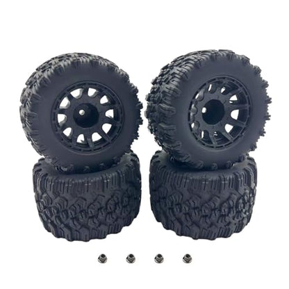 Preglued Larger RC 2.8" Monster Truck Tires and Wheels Mounted 12mm Hex for 1/10 Traxxas Stampede Rustler VXL 4x4 2WD Redcat Volcano EPX Pro-Upgrade 1/10 Scale RC Truck Tires Wheels MT Tyres - style: 2.8 RC truck tires 1/10