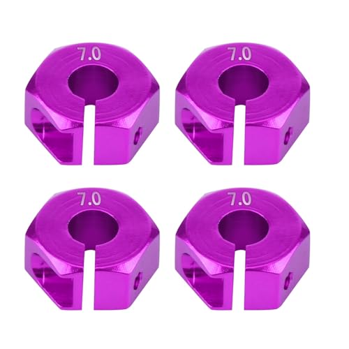 4 Pcs Universal Wheel Hex Hub Adapters,12mm Wheel Hex Mount with Pins and Screws,Wheel Hex Drive Adapters Hub RC Model Vehicle Accessory for RC Spare Part RC Car Upgrade Parts (7.0MM Purple) - size: 7.0MM purple