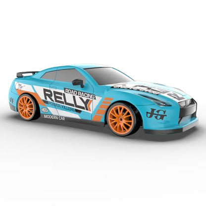RC Drift Car Remote Control Car 2.4GHz 1:24 Scale 4WD 15KM/H High Speed Model Vehicle LED Lights Drifting Tire Racing Sport Toy for Adult Boys Girls Kids Gift 2Pcs Rechargeable Batterie - color: Light Blue