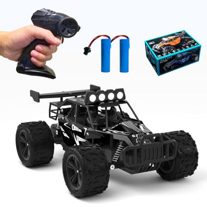 Remote Control Car Monster Truck Toys 1:16 Scale RC Car For Boys 2.4GHz High Speed 20 km/h With LED Headlights,Rechargeable RC Cars Gifts for Boys 4-7 8-12 Christmas, Beginner, Kids 6-12+ (Black) - color: Black