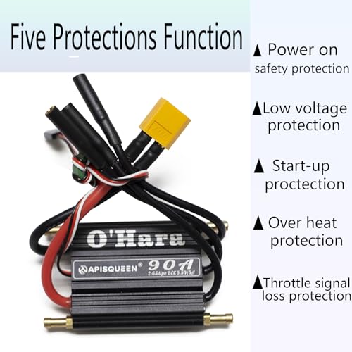 O'Hara 90A 2-6S LiPo ESC Waterproof Brushless Electronic Speed Controller with BEC and XT60 4.0mm Banana Head Connector for RC Boats Model Ship - size: 90A ESC