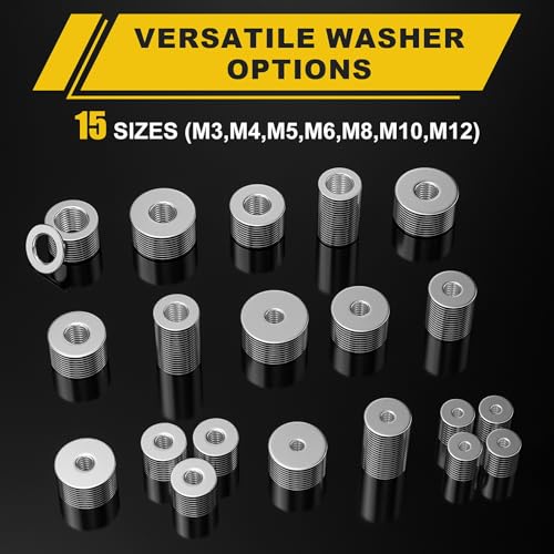 235Pcs Fender Washers, 304 Stainless Steel Flat Washers Assortment Kit, 15 Different Sizes M3 M4 M5 M6 M8 M10 M12 Metal Washers for Screws Bolts Hardware for Various Home Industrial Automotive - size: 15 Sizes 235 Pieces