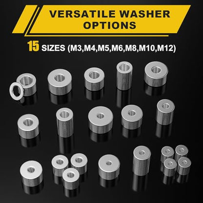 235Pcs Fender Washers, 304 Stainless Steel Flat Washers Assortment Kit, 15 Different Sizes M3 M4 M5 M6 M8 M10 M12 Metal Washers for Screws Bolts Hardware for Various Home Industrial Automotive - size: 15 Sizes 235 Pieces