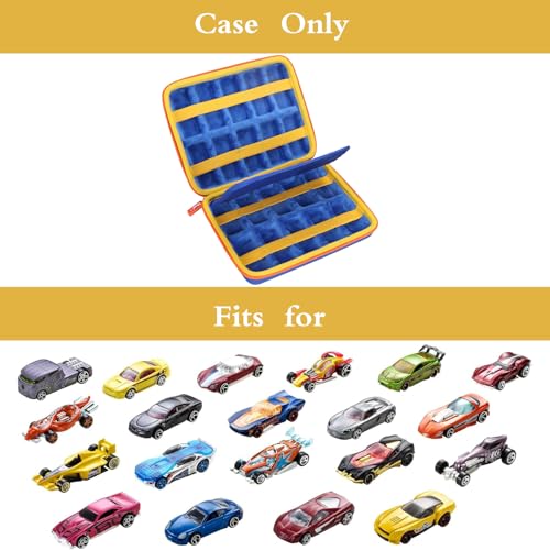 Shockproof Carrying Case for Hot Wheels 20 Cars, Case Only (Blue, Yellow, Orange Zipper) - color: Blue, Yellow, Orange Zipper
