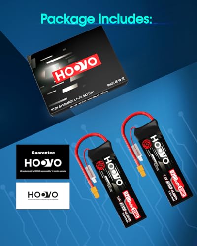 HOOVO 2S Lipo Battery, 7.4V 6200mAh 120C RC Battery Pack Softcase XT60 Plug | 2Packs, for RC Car Truck Buggy Crawler Airplane Boat RC Vehicle