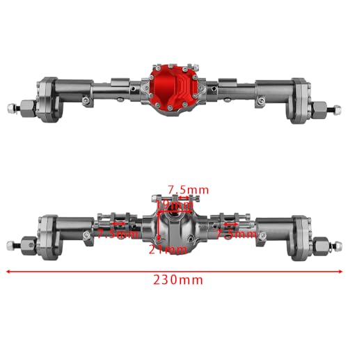 CNC Anodized Complete Front & Rear Portal Axle for 1/10 RC Crawler Car Axial SCX10 II Deadbolt 90046 90047 SCX10 90028 90027 Metal Upgrade Parts (Titanium) - color: Titanium