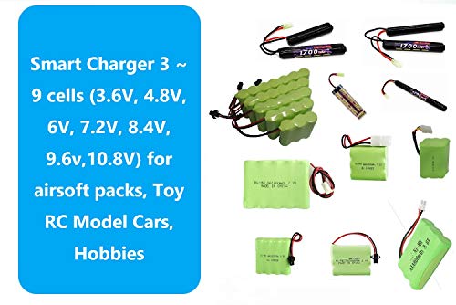 Delta Peak Detection NiMH/NiCd Battery Charger 3.6V-10.8V Airsoft Batteries, RC Car, RC Truck, Air Gun,RC Airplanes, for Standard/Mini Tamiya, JST, T Plug, JR FUTABA...