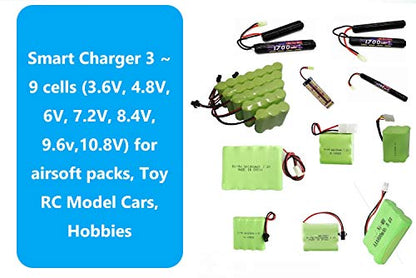 Delta Peak Detection NiMH/NiCd Battery Charger 3.6V-10.8V Airsoft Batteries, RC Car, RC Truck, Air Gun,RC Airplanes, for Standard/Mini Tamiya, JST, T Plug, JR FUTABA...