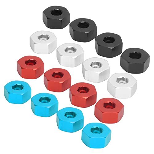 Raguso 4pcs Wheel Hex Hub Adapters 5mm to 12mm Combiner Aluminum Alloy Hex Hub Adapter Compatible with WPL D12 1/10 RC Trucks RC Car Spare Upgrade Parts(Black)