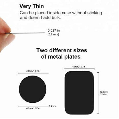 SALEX Replacement Metal Plates Set for Magnetic Car Phone Holder, Wall & Air Vent Mount, Cases, Magnets. Kit of 4 Black Rectangular Iron Discs Without Holes. 3M Adhesive Backing. Steel Sheets, 4 Pack. - color: Rectangular / 4 Pack