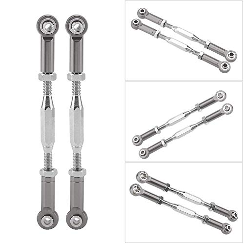 RC Truck Steering Rods, 2 Pcs Aluminium Alloy Steering Linkage Rods for Slash 1/10 Scale RC Truck Remote Control Car Spare Part Accessory (Grey)