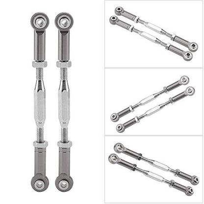 RC Truck Steering Rods, 2 Pcs Aluminium Alloy Steering Linkage Rods for Slash 1/10 Scale RC Truck Remote Control Car Spare Part Accessory (Grey)