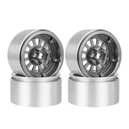 Aluminum 2.2" Beadlock Wheel Offset -10mm Metal Rims for SCX10 RR10 TRX4 VS4-10 Gen8 1/10 RC Crawler Car Upgrade Parts (12-Spoke, Gray) - color: 12-spoke, Gray